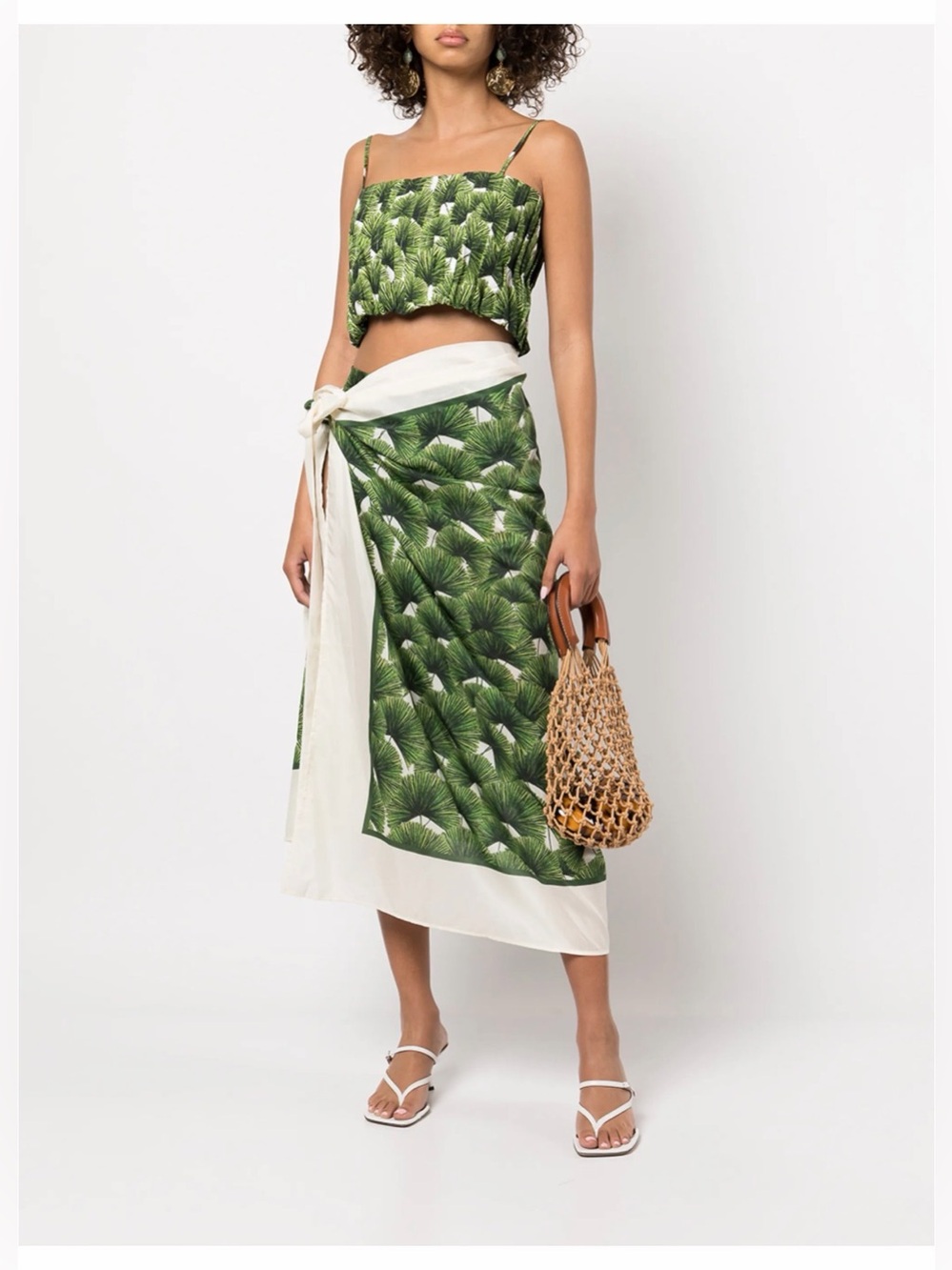 Agua by Agua Bendita foliage print wrap cotton sarong skirt